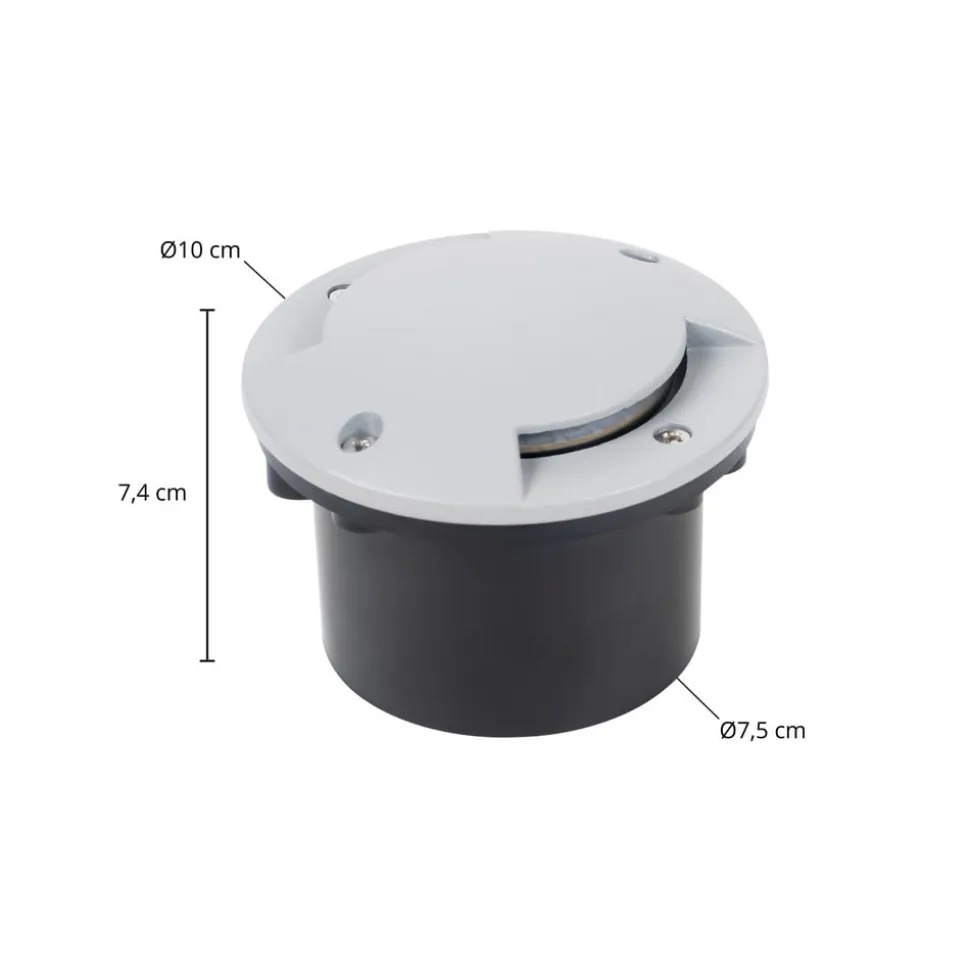 Lindby LED nedgravningslampe Nandita, Ø 10 cm, sølv, IP65