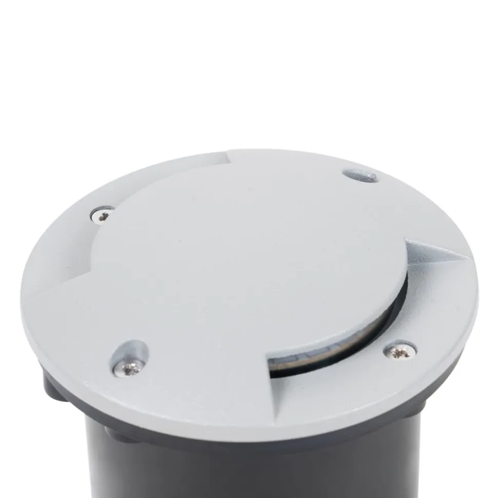 Lindby LED nedgravningslampe Nandita, Ø 10 cm, sølv, IP65
