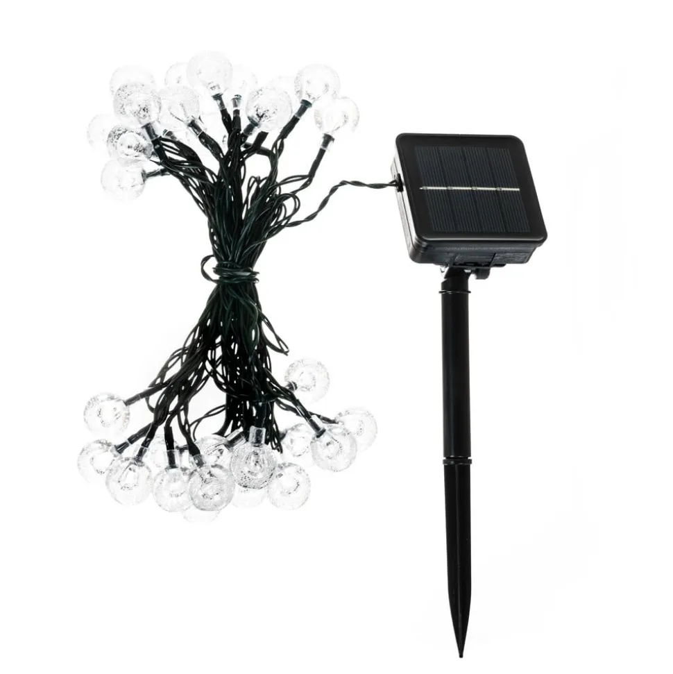 Lindby LED solcellelyskæde Mionel, kugler, 30-flg., 635cm