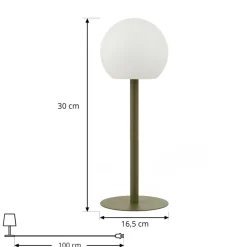 Lindby LED udendørs bordlampe Eleia, grøn, metal, genopladeligt batteri