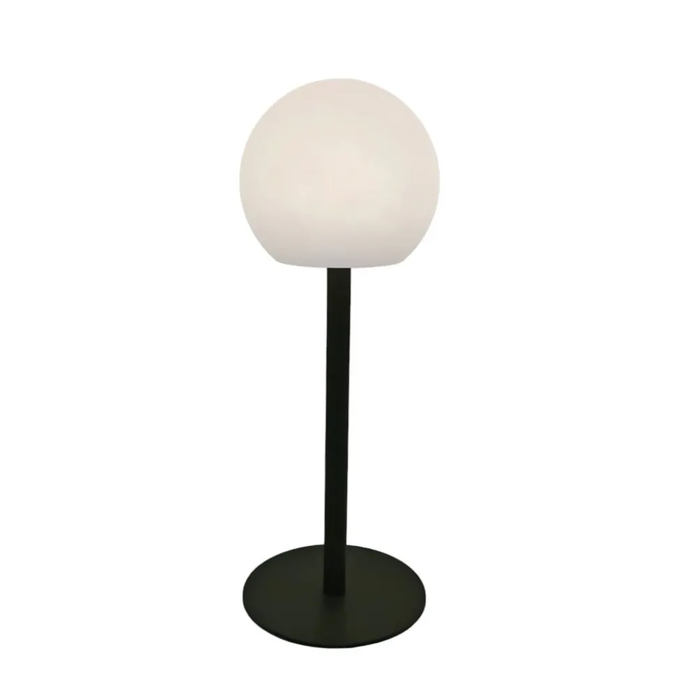 Lindby LED udendørs bordlampe Eleia, grøn, metal, genopladeligt batteri