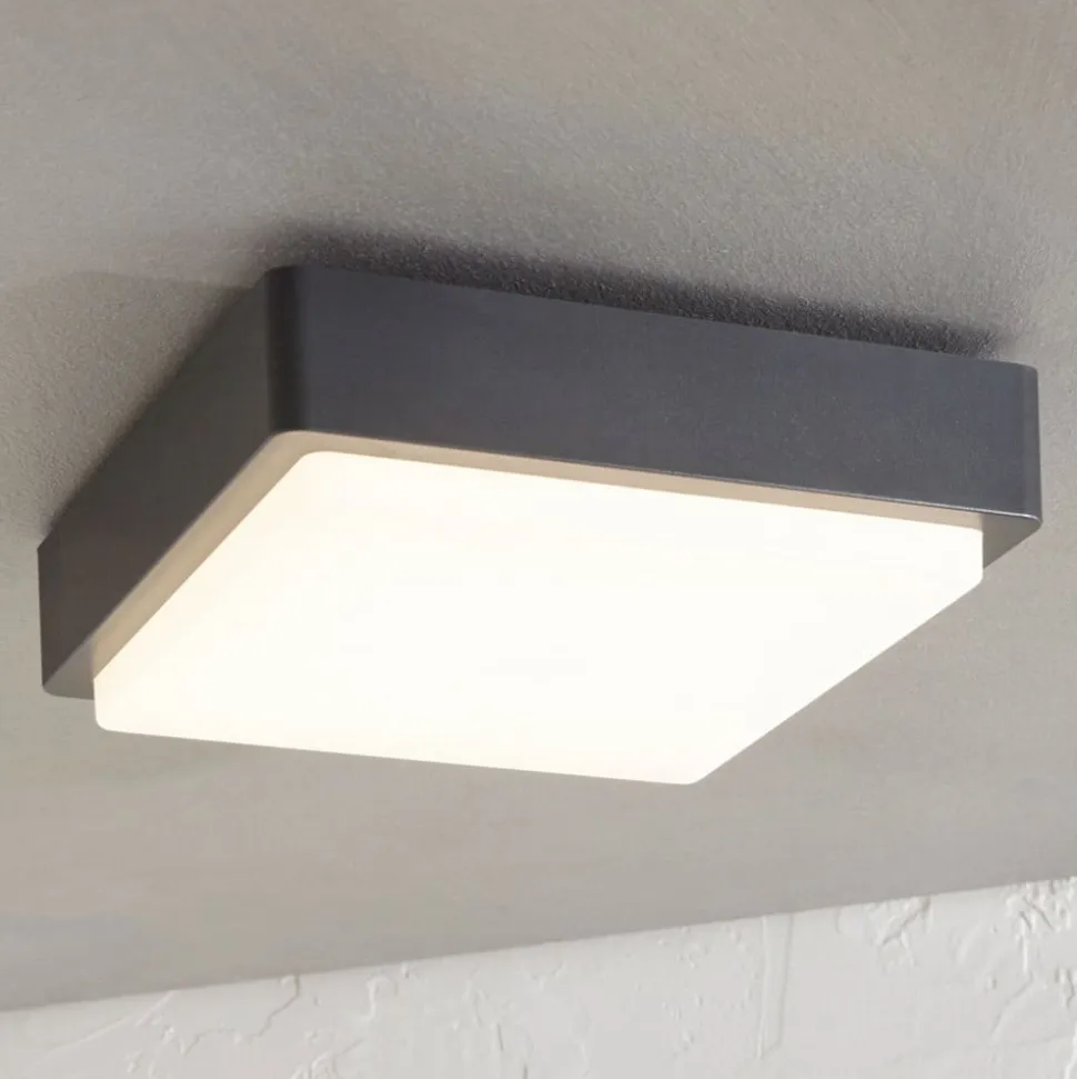 Lindby LED udendørs loftlampe Nermin, 22 cm, IP65, kantet