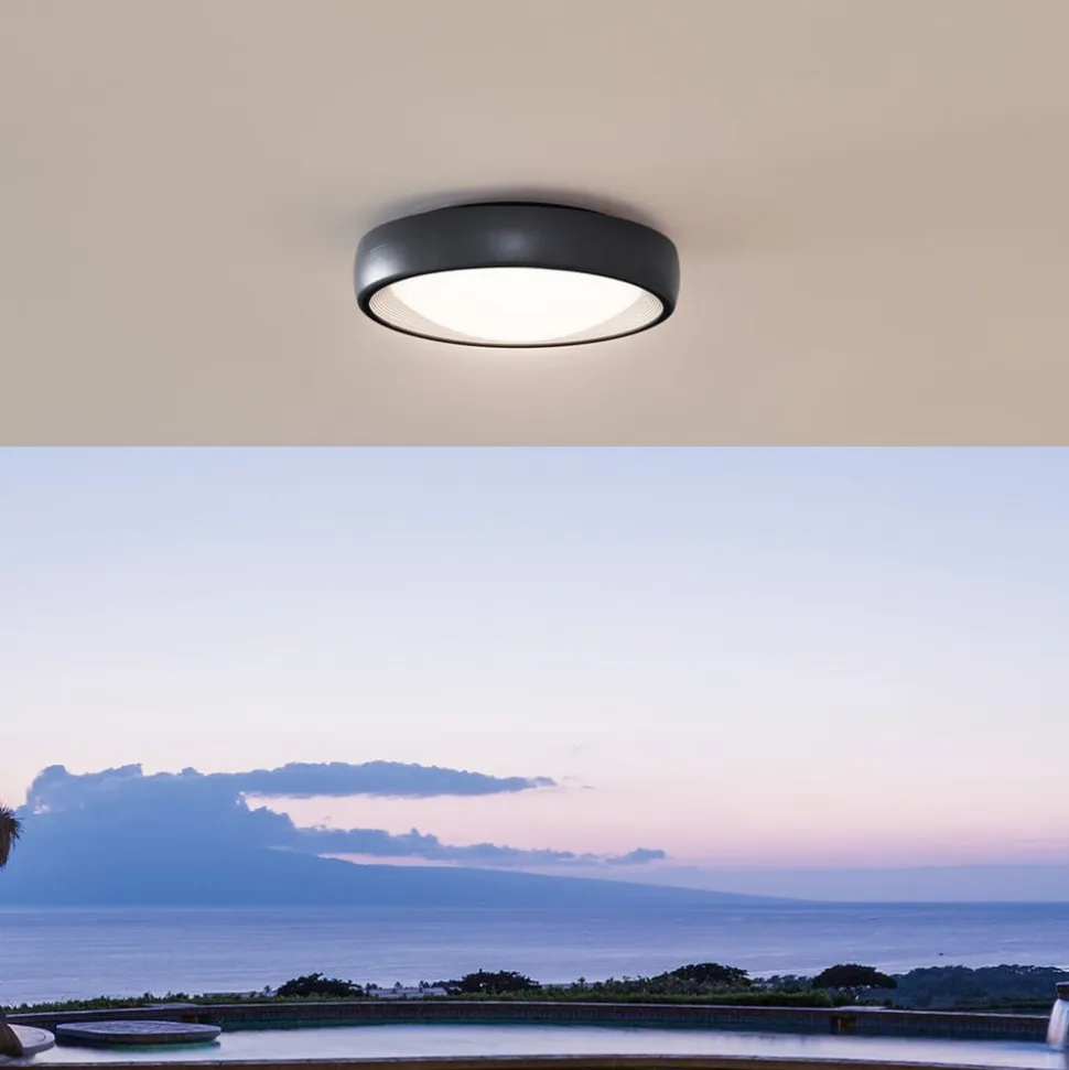 Lindby LED udendørs loftlampe Niniel, sort, Ø 25 cm