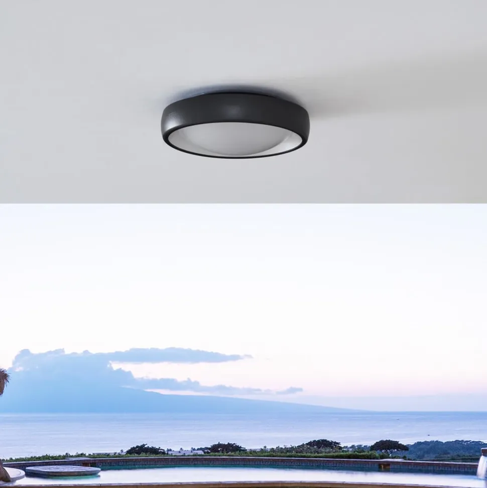 Lindby LED udendørs loftlampe Niniel, sort, Ø 25 cm