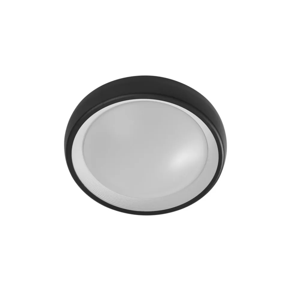 Lindby LED udendørs loftlampe Niniel, sort, Ø 25 cm