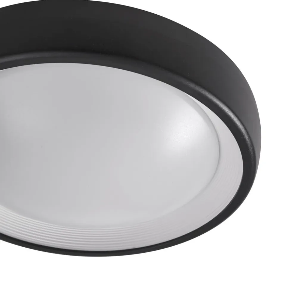 Lindby LED udendørs loftlampe Niniel, sort, Ø 25 cm