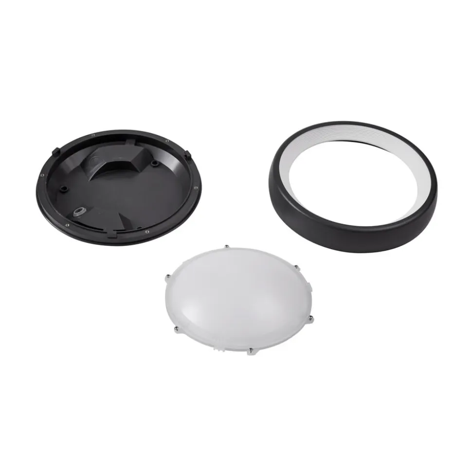 Lindby LED udendørs loftlampe Niniel, sort, Ø 25 cm