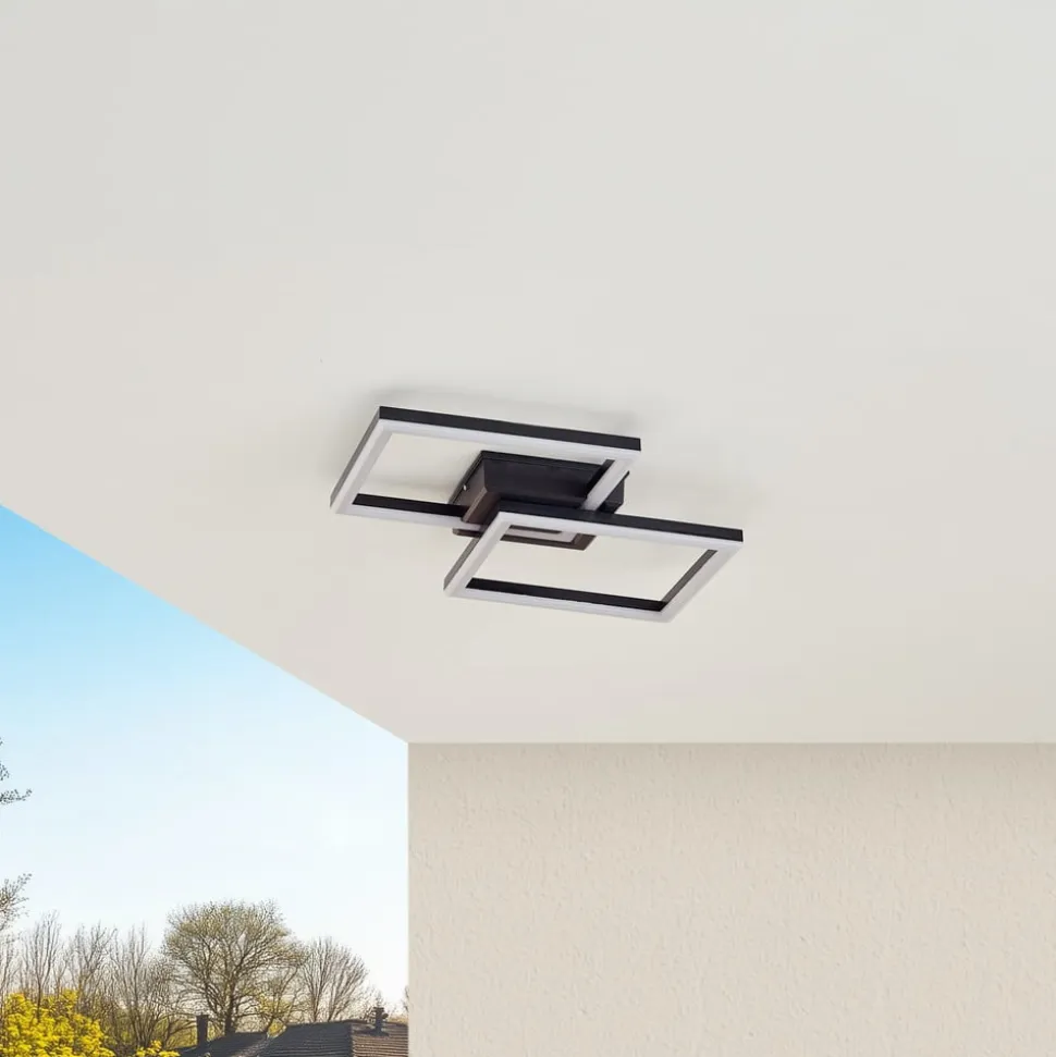 Lindby LED udendørs loftlampe Finian, 48 cm x 48 cm, CCT dæmpbar