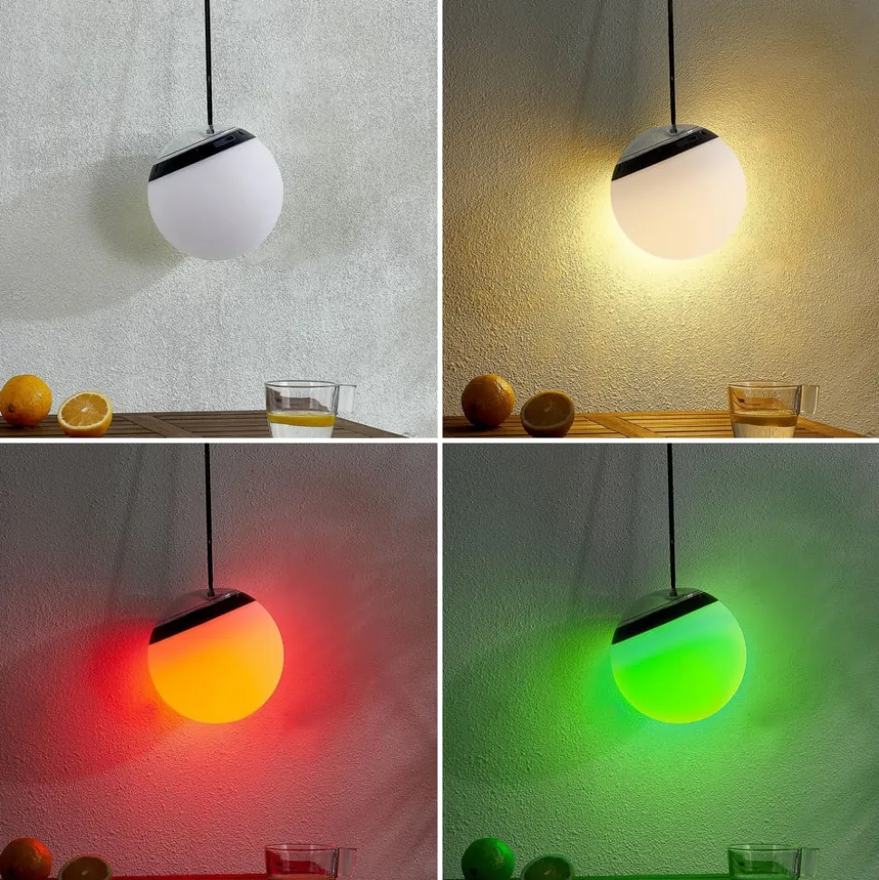 Lindby LED udendørs pendel Eleia, RGBW, 20 cm, genopladeligt batteri