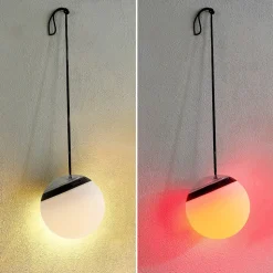 Lindby LED udendørs pendel Eleia, RGBW, 20 cm, genopladeligt batteri