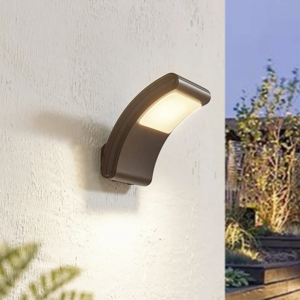 Lindby LED udendørs væglampe Radane, mørkegrå, kantet, IP54