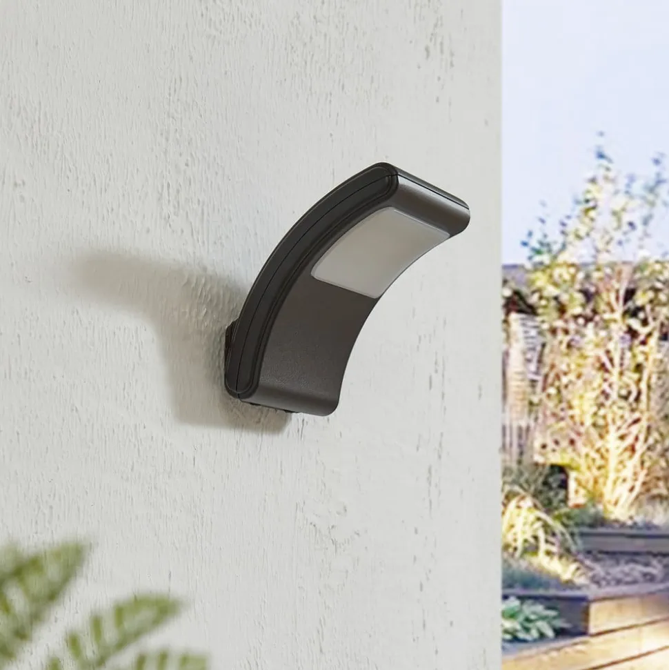 Lindby LED udendørs væglampe Radane, mørkegrå, kantet, IP54