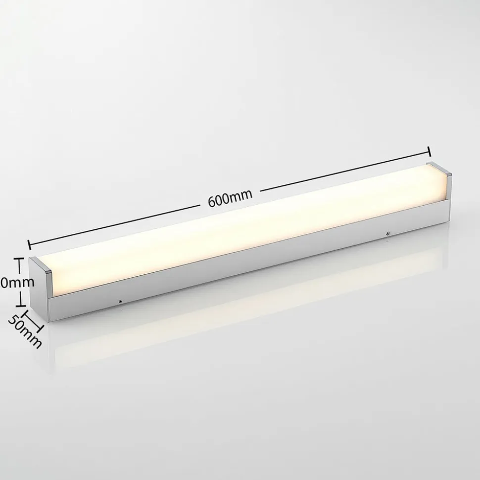 Lindby LED-badeværelseslampe Klea, 60 cm, krom, metal, IP44