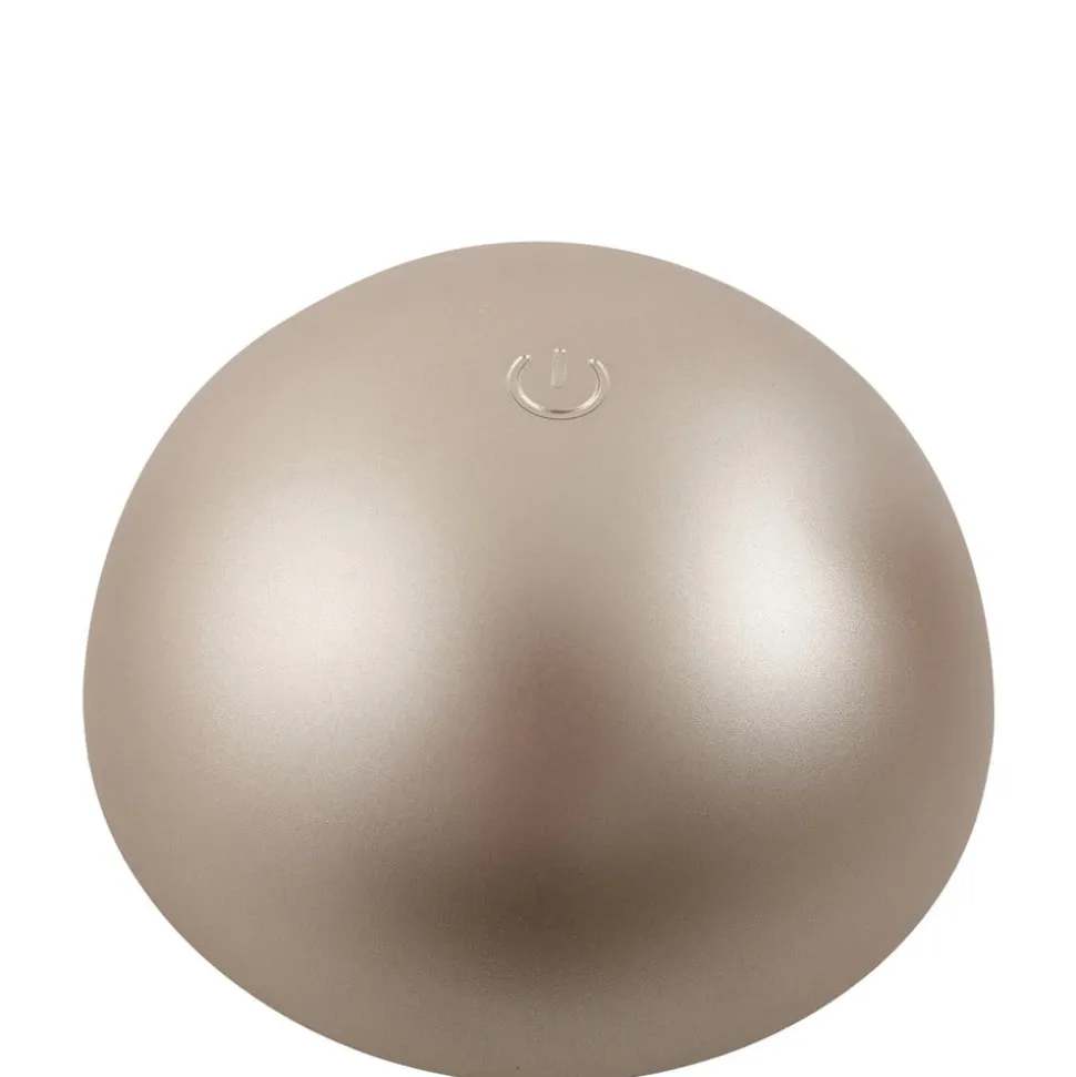 Lindby LED-batteridrevet bordlampe Pippin, guld/travertin, IP44