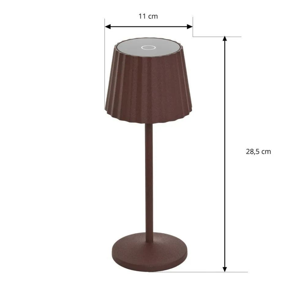 Lindby LED-batteridrevet bordlampe Esali, rustbrun, IP65
