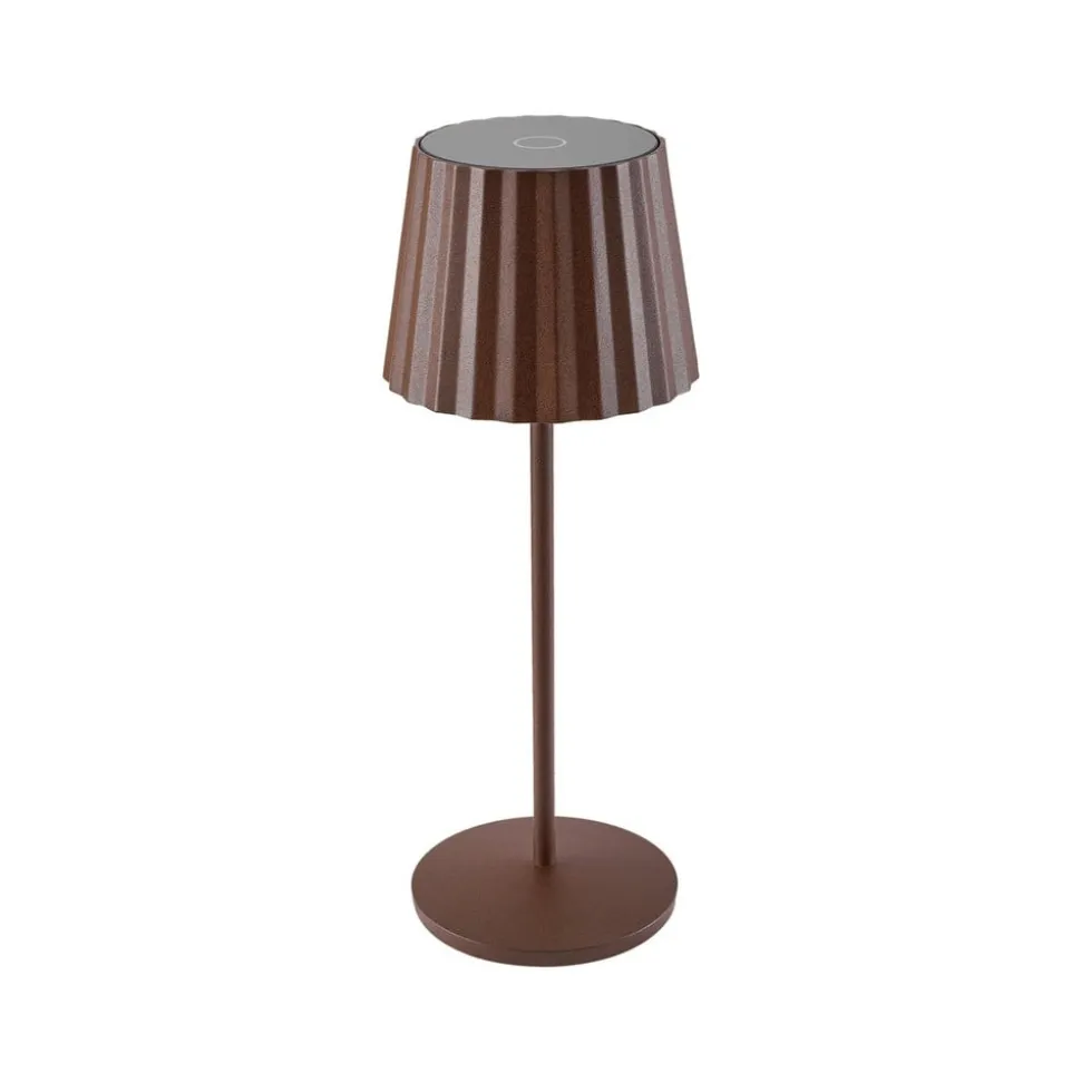 Lindby LED-batteridrevet bordlampe Esali, rustbrun, IP65