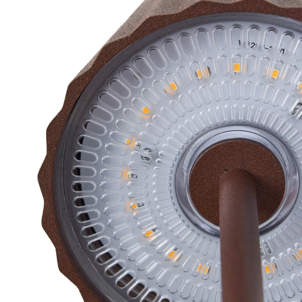 Lindby LED-batteridrevet bordlampe Esali, rustbrun, IP65