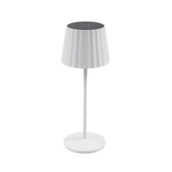 Lindby LED-batteridrevet bordlampe Esali, hvid, riller, 29 cm
