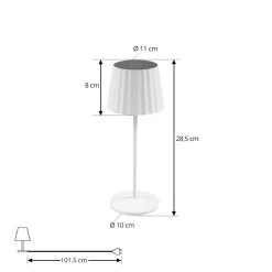 Lindby LED-batteridrevet bordlampe Esali, hvid, riller, 29 cm