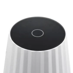 Lindby LED-batteridrevet bordlampe Esali, hvid, riller, 29 cm