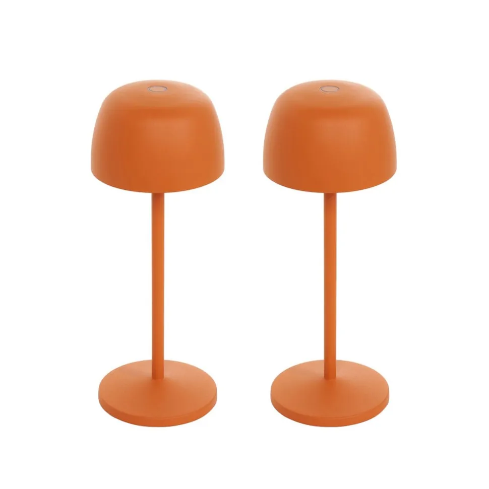 Lindby LED-bordlampe Areitty, orange, sæt med 2, aluminium