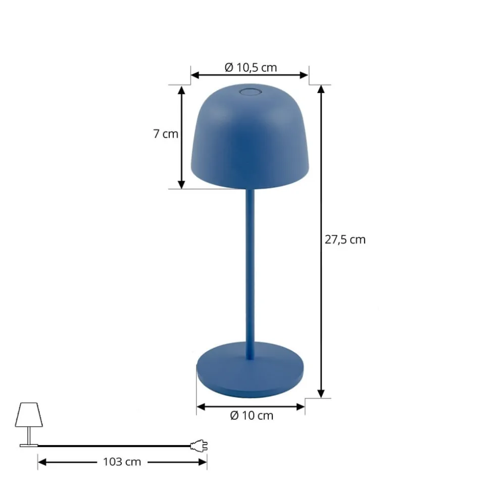 Lindby LED-bordlampe Arietty, blå, dæmpbar, IP65