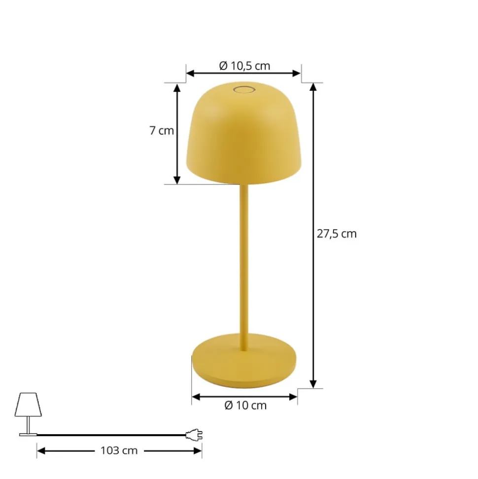 Lindby LED-bordlampe Arietty, gul, dæmpbar, IP65