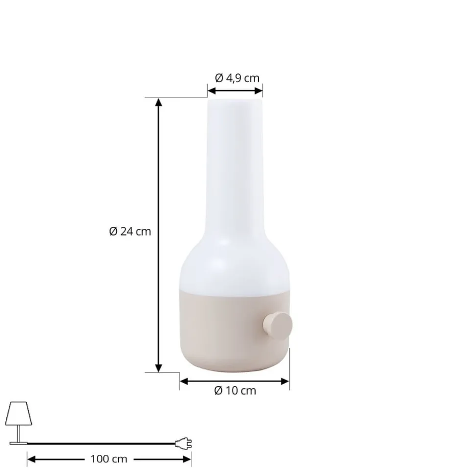 Lindby LED-bordlampe Isaline, beige, dæmpbar, IP44