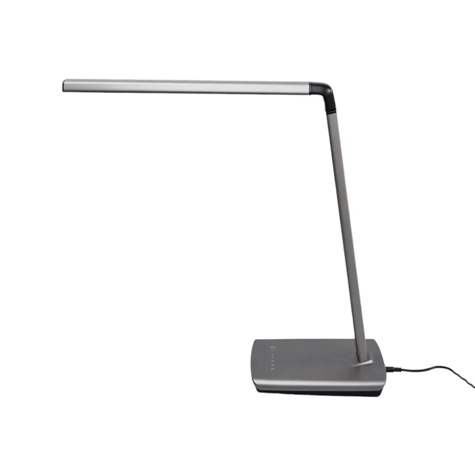 Lindby LED-bordlampe Kuno, grå, USB, touch-dæmper