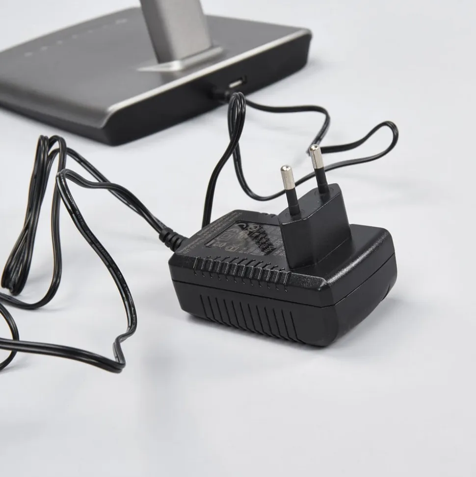 Lindby LED-bordlampe Kuno, grå, USB, touch-dæmper