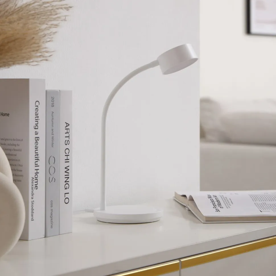Lindby LED-bordlampe Maori, hvid, metal, CCT, dæmpbar