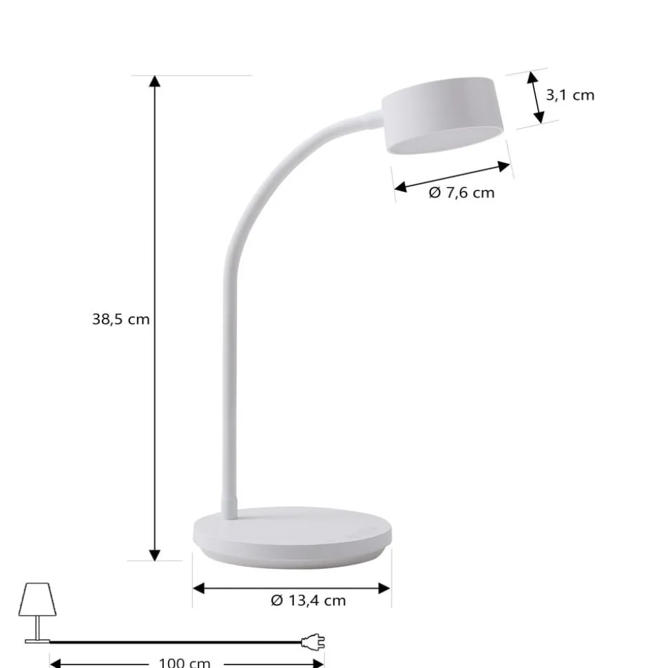 Lindby LED-bordlampe Maori, hvid, metal, CCT, dæmpbar