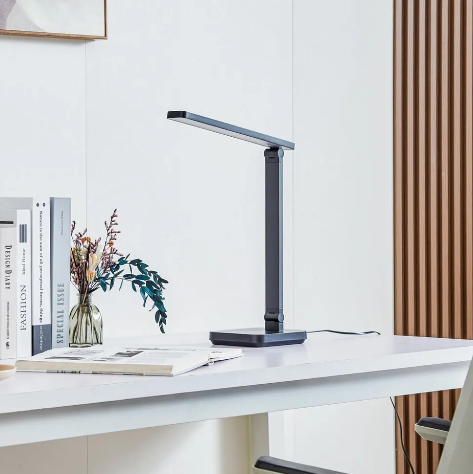 Lindby LED-bordlampe Rylas, sort, USB, CCT