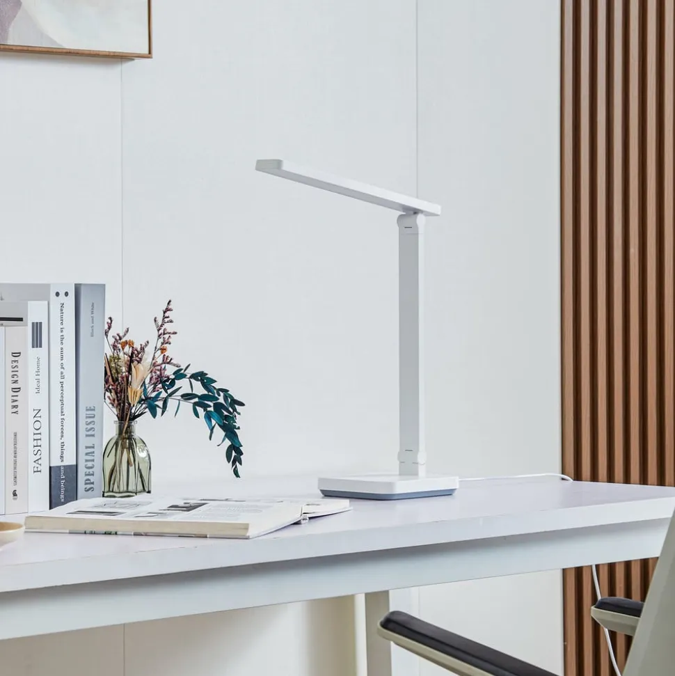 Lindby LED-bordlampe Rylas, hvid, USB, CCT