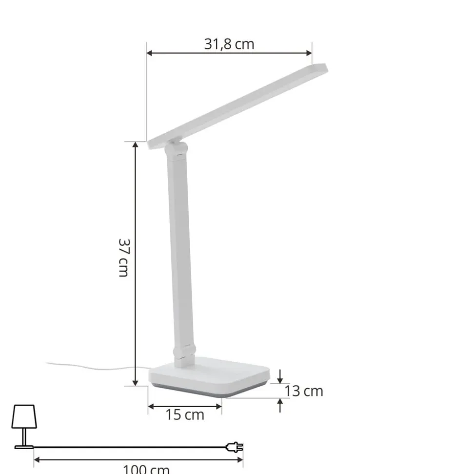 Lindby LED-bordlampe Rylas, hvid, USB, CCT