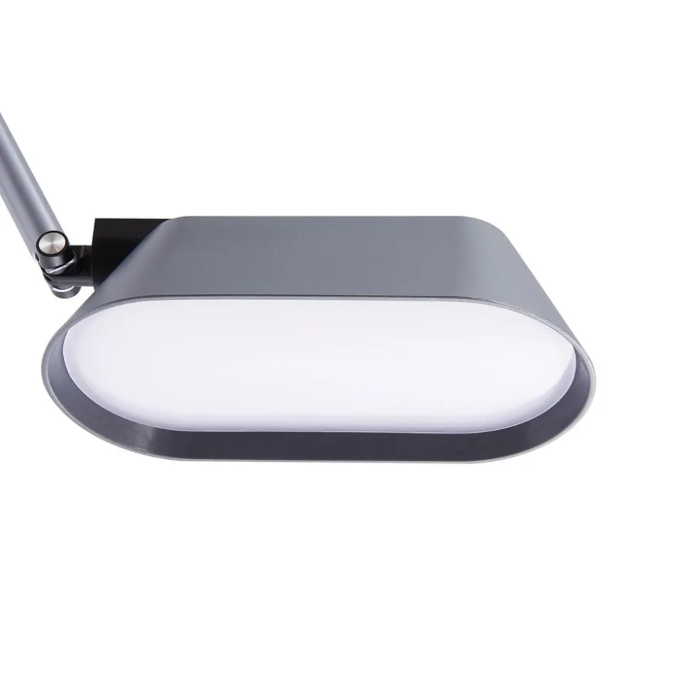 Lindby LED-bordlampe Thies, grå, ABS, højde 78 cm, dæmpbar