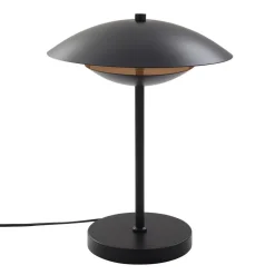 Lindby LED-bordlampe Tiama, metal, sort/guld, Ø 30 cm