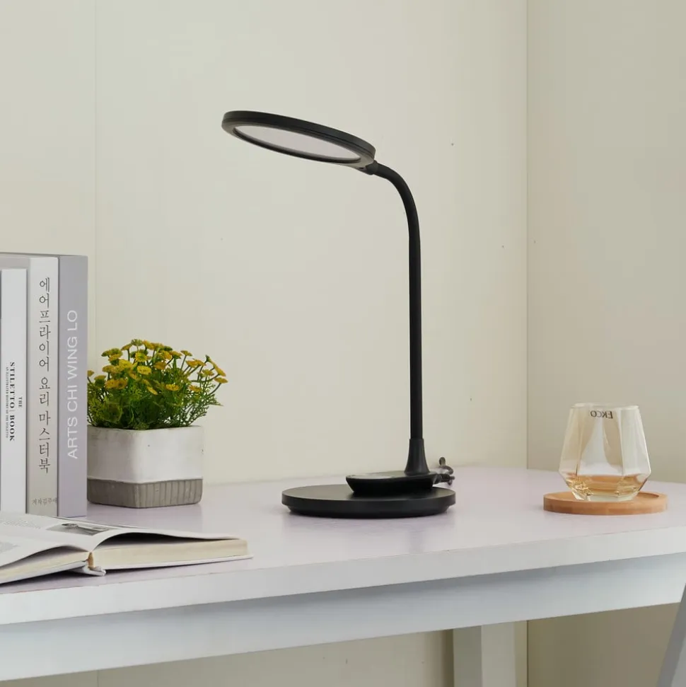 Lindby LED-bordlampe Valtaria, sort, CCT, dæmpbar