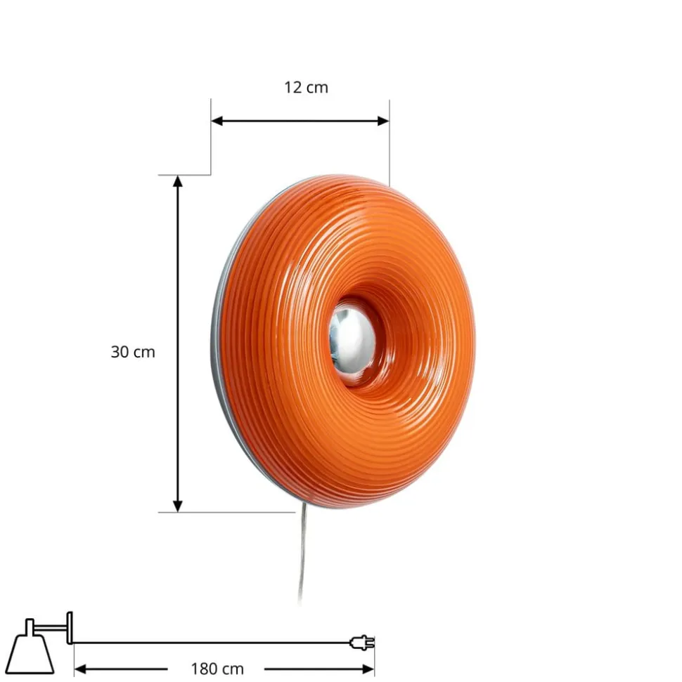 Lindby LED-bord-/væglampe Fjora, orange/krom, Ø30cm, dæmpbar