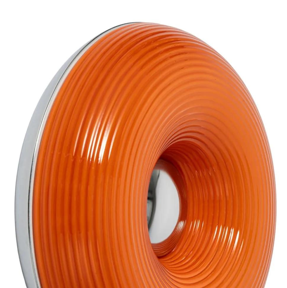 Lindby LED-bord-/væglampe Fjora, orange/krom, Ø30cm, dæmpbar