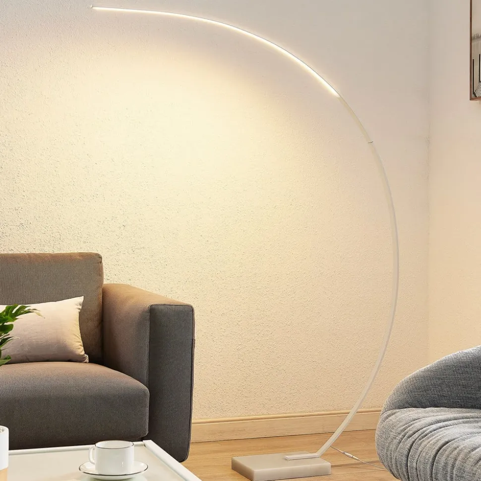 Lindby LED-buelampe Kendra, hvid, aluminium, højde 180 cm