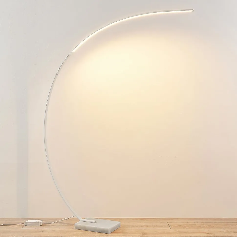 Lindby LED-buelampe Kendra, hvid, aluminium, højde 180 cm