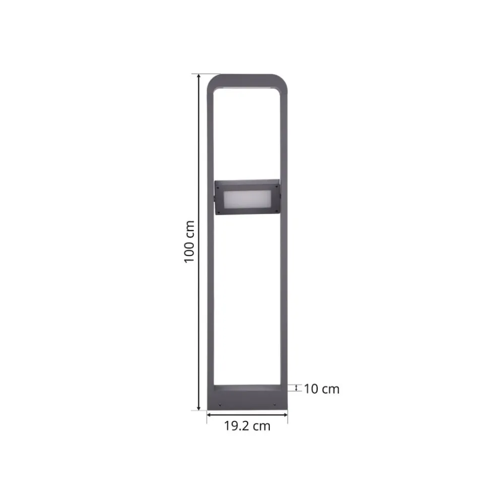 Lindby LED-gadelampe Darko, 100 cm, grå, metal, IP54