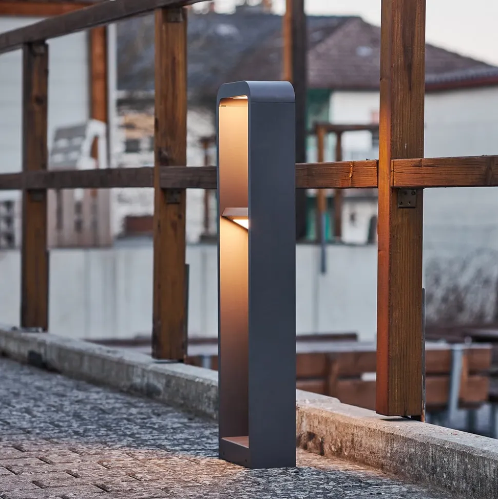 Lindby LED-gadelampe Darko, 80 cm, grå, metal, IP54