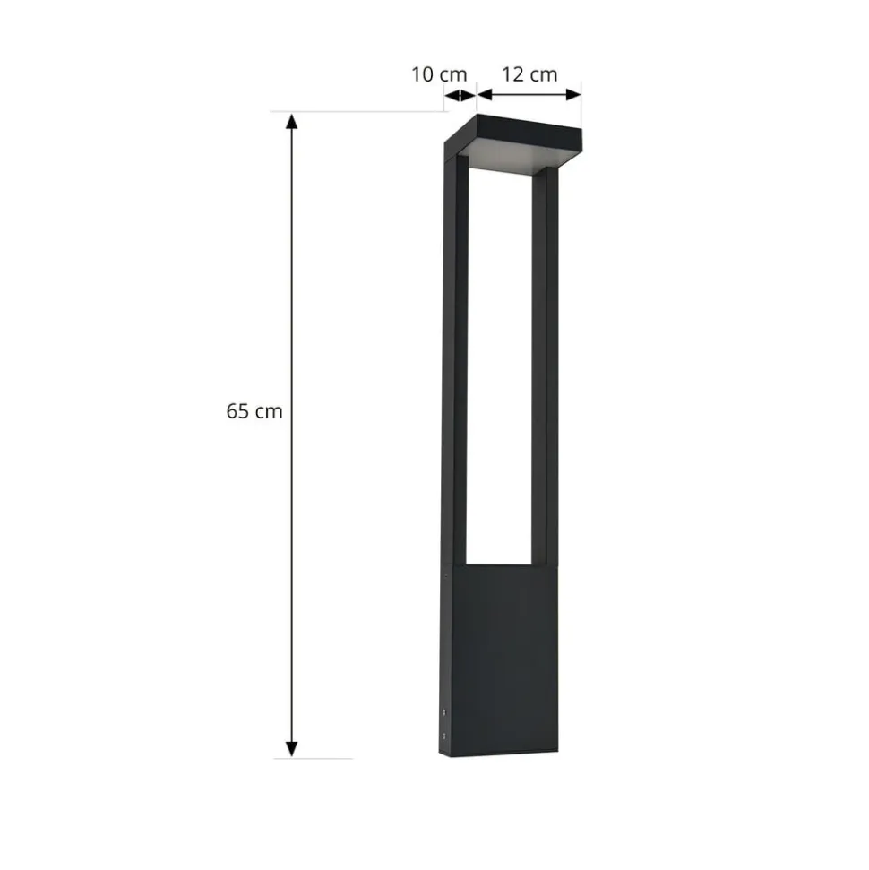 Lindby LED-gadelampe Lonete, højde 65 cm, antracit, IP65