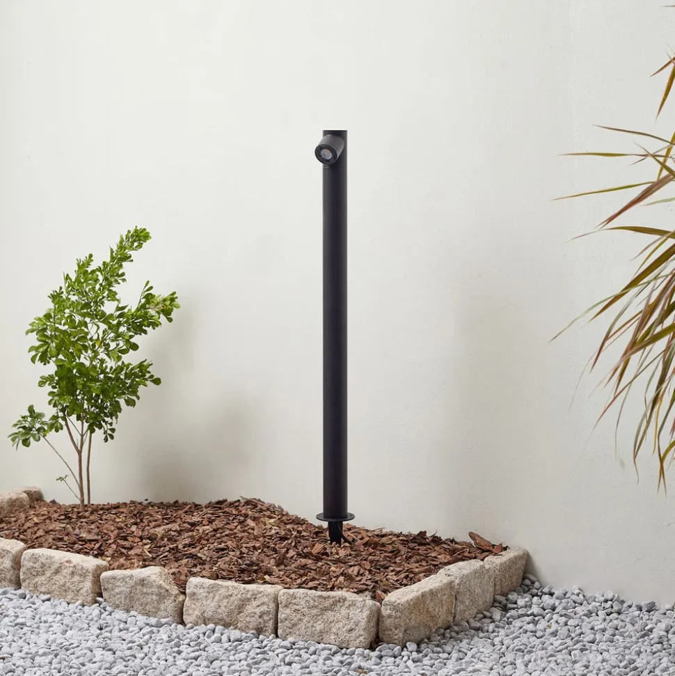 Lindby LED-gadelampe Luzian, højde 80 cm, sort, jordspyd