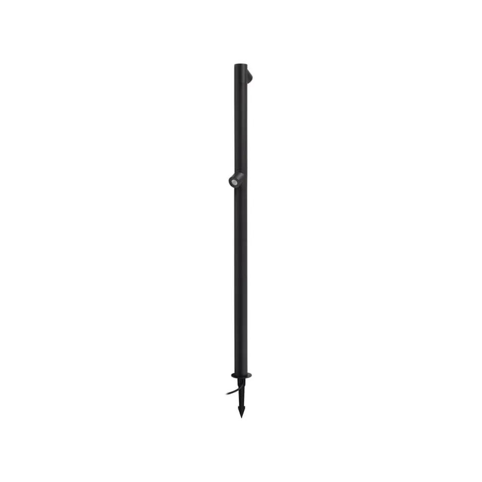 Lindby LED-gadelampe Luzian, højde 120 cm, sort, jordspyd