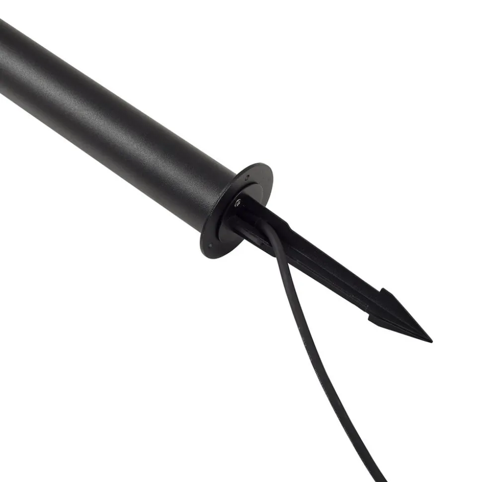 Lindby LED-gadelampe Luzian, højde 120 cm, sort, jordspyd