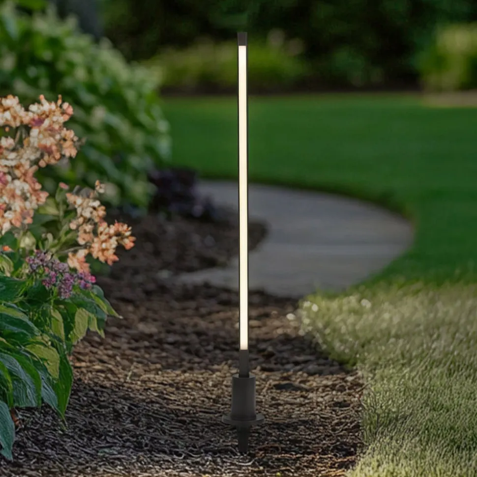 Lindby LED-gadelampe Neano, 80 cm, sort, metal, IP65
