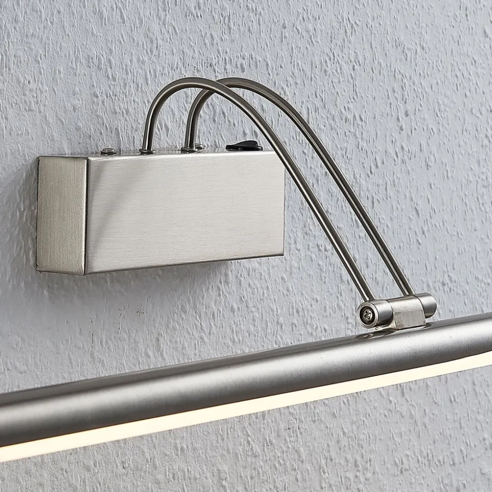 Lindby LED-gallerilampe Mailine, 69 cm, nikkel, afbryder